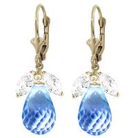 White Topaz and Blue Topaz Drop Earrings 14.4ctw in 9ct Gold