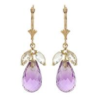 White Topaz and Amethyst Drop Earrings 14.4ctw in 9ct Gold