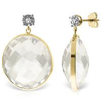 White Topaz and Diamond Stud Earrings 36.0ctw in 9ct Gold