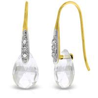 White Topaz and Diamond Drop Earrings 6.0ctw in 9ct Gold