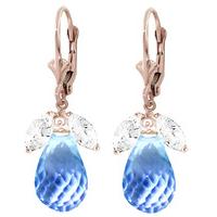 White Topaz and Blue Topaz Drop Earrings 14.4ctw in 9ct Rose Gold