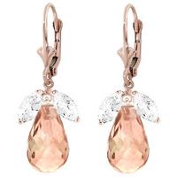 White Topaz and Citrine Drop Earrings 14.4ctw in 9ct Rose Gold