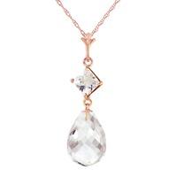 White Topaz Briolette Pendant Necklace 5.5ctw in 9ct Rose Gold