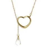 White Topaz Briolette Pendant Necklace 2.25ct in 9ct Gold