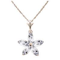 White Topaz Flower Star Pendant Necklace 1.4ctw in 9ct Rose Gold