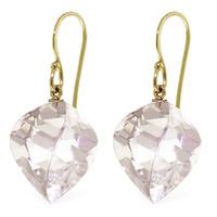 White Topaz Spiral Briolette Drop Earrings 25.6ctw in 9ct Gold