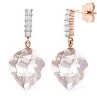 white topaz and diamond stud earrings 256ctw in 9ct rose gold