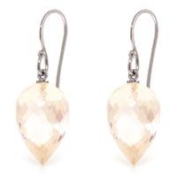 White Topaz Briolette Drop Earrings 24.5ctw in 9ct White Gold