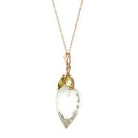 white topaz and peridot pendant necklace 1275ctw in 9ct rose gold