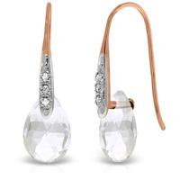 White Topaz and Diamond Drop Earrings 6.0ctw in 9ct Rose Gold