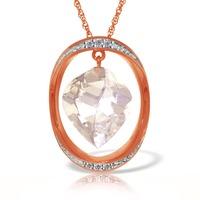 white topaz and diamond pendant necklace 128ct in 9ct rose gold