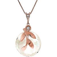White Topaz and Diamond Olive Leaf Pendant Necklace 5.3ct in 9ct Rose Gold