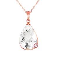 White Topaz and Diamond Chequer Pendant Necklace 5.0ct in 9ct Rose Gold