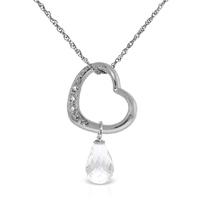 white topaz and diamond pendant necklace 225ct in 9ct white gold