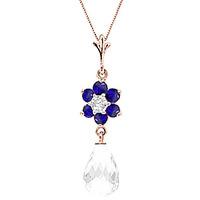 White Topaz, Sapphire and Diamond Flower Pendant Necklace 2.75ctw in 9ct Rose Gold