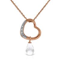 White Topaz and Diamond Pendant Necklace 2.25ct in 9ct Rose Gold