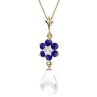 White Topaz, Sapphire and Diamond Flower Pendant Necklace 2.75ctw in 9ct Gold