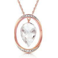 White Topaz and Diamond Pendant Necklace 12.25ct in 9ct Rose Gold