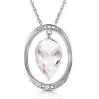 white topaz and diamond pendant necklace 1225ct in 9ct white gold