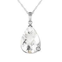 White Topaz and Diamond Chequer Pendant Necklace 5.0ct in 9ct White Gold