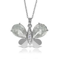 White Topaz and Diamond Butterfly Pendant Necklace 11.0ctw in 9ct White Gold