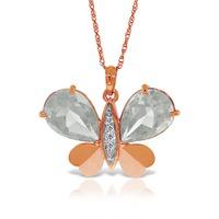 White Topaz and Diamond Butterfly Pendant Necklace 11.0ctw in 9ct Rose Gold