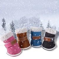 Winter Pink/Blue/Dark Grey/Brown Waterproof Muticolors Shoes with Lamb for Pets Dogs