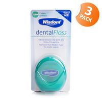 wisdom mint waxed dental floss triple pack