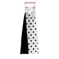 Wilko Head Band Spotty and Plain Black 2pk