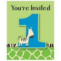 Wild At One Zebra Paper Party Invitations