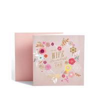 Wife Floral Heart Anniversary Card