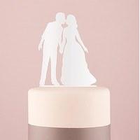 With a Kiss Silhouette Acrylic Cake Topper - White
