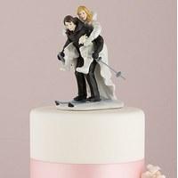 Winter Skiing Porcelain Wedding Cake Topper