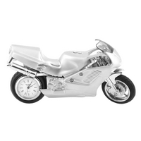 Widdop Bingham Mini Clock Motorbike Silver