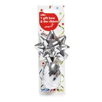 Wilko Ribbon and Bow Pack Silver Foil