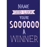 winner personalised good luck card