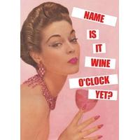 wine oclock funny personalised card