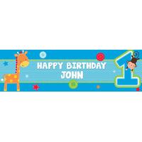 Wild At One Boy Personalised Party Banner