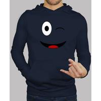 wink face - dark sweatshirt