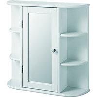 Wickes Bathroom Single Mirror Cabinet with 6 Shelves White 580mm