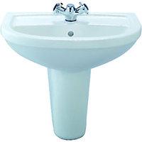 Wickes Fiji Cloakroom Basin with Compact Semi Pedestal 450mm