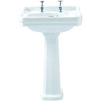 Wickes Hamilton Basin (With Upstand) with Full Pedestal 600mm
