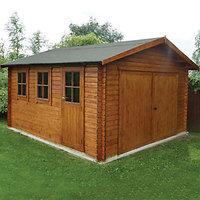 Wickes Bradenham Double Door Timber Garage with Single Side Door - 14 x 15 ft