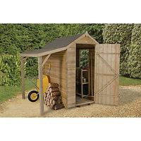 Wickes Timber Overlap Apex Shed With Side Shelter - 4 x 6 ft