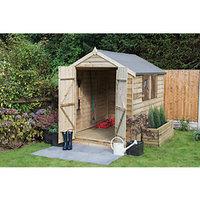 Wickes Double Door Pressure Treated Timber Overlap Apex Shed - 6 x 8 ft