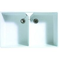 Wickes Butler 2 Bowl Kitchen Sink Ceramic White