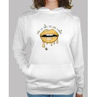 with honey on the lips