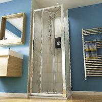 Wickes Square Bi-Fold Semi Frameless Enclosure Chrome 760mm