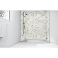 Wickes White Calacatta Laminate 1200 x 900mm 3 Sided Shower Panel Kit