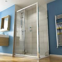 Wickes Rectangular Slider Semi Frameless Recess Door Chrome 1200mm